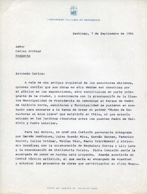 Carta de German Domínguez y Federico Assler a Carlos Ortúzar