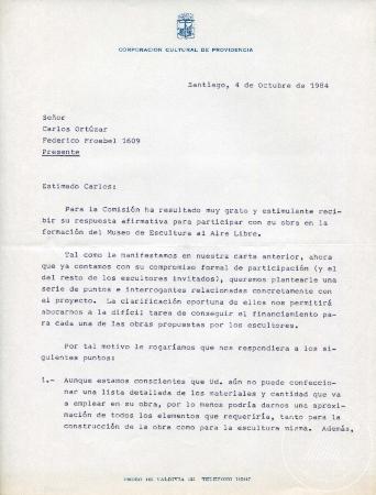Carta de Germán Domínguez y Federico Assler a Carlos Ortúzar